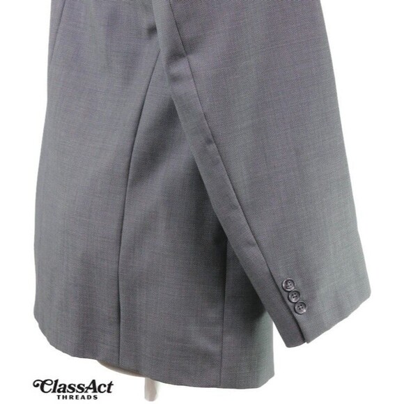 Paul Dione 2 Piece Suit Mens Gray Birdeye Double Breasted 44XL Pleated 36" W - Picture 6 of 10